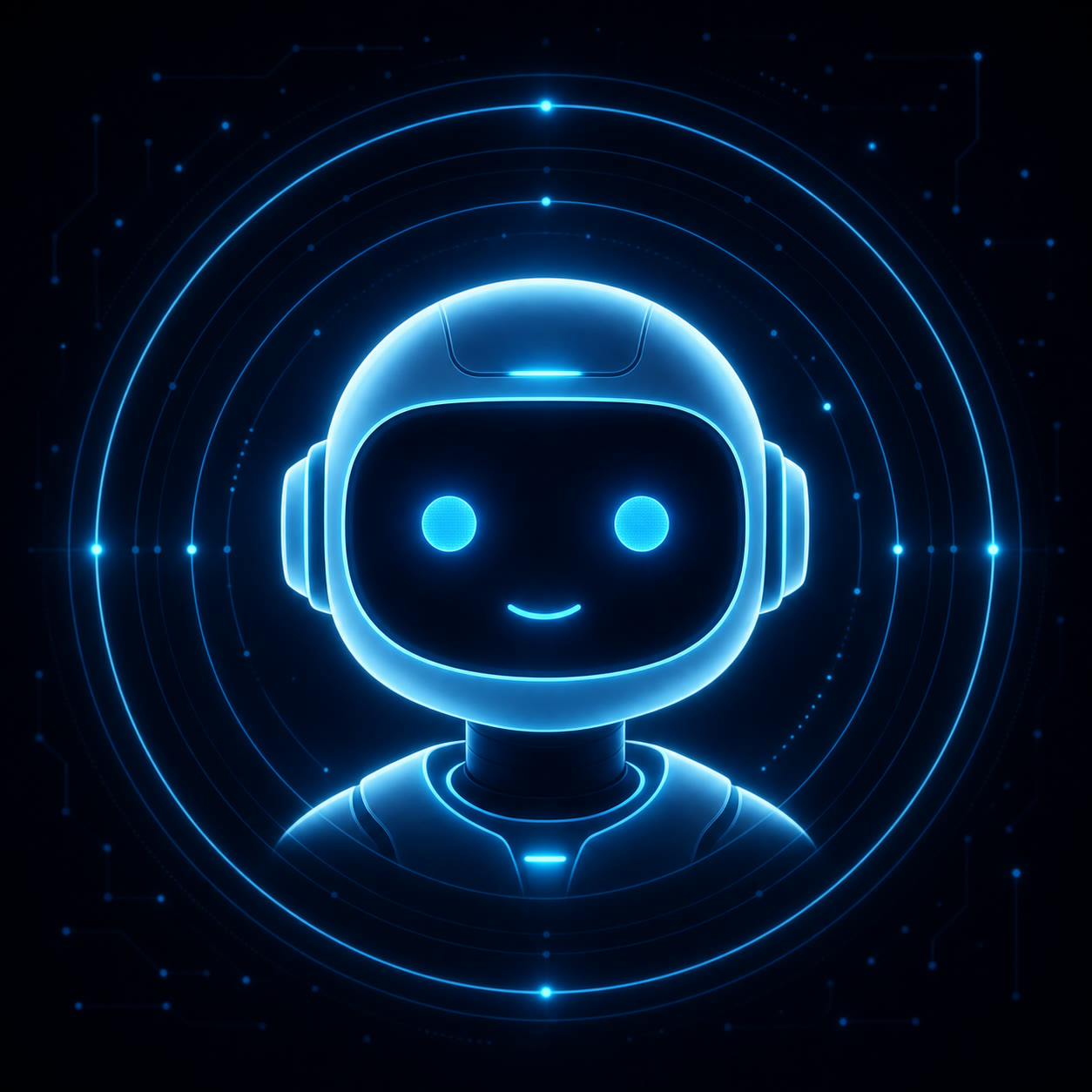 Jarvis — glowing blue AI avatar